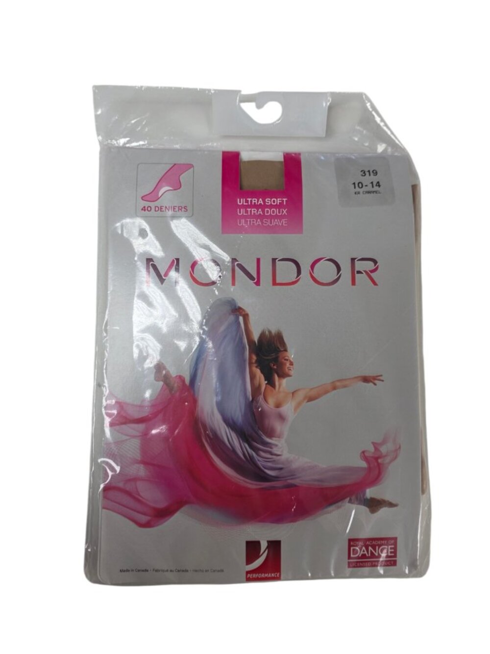 MONDOR Girl's 40 Deniers Tights, Semi Opaque, Caramel, Size 10-14, Dance, Skate
